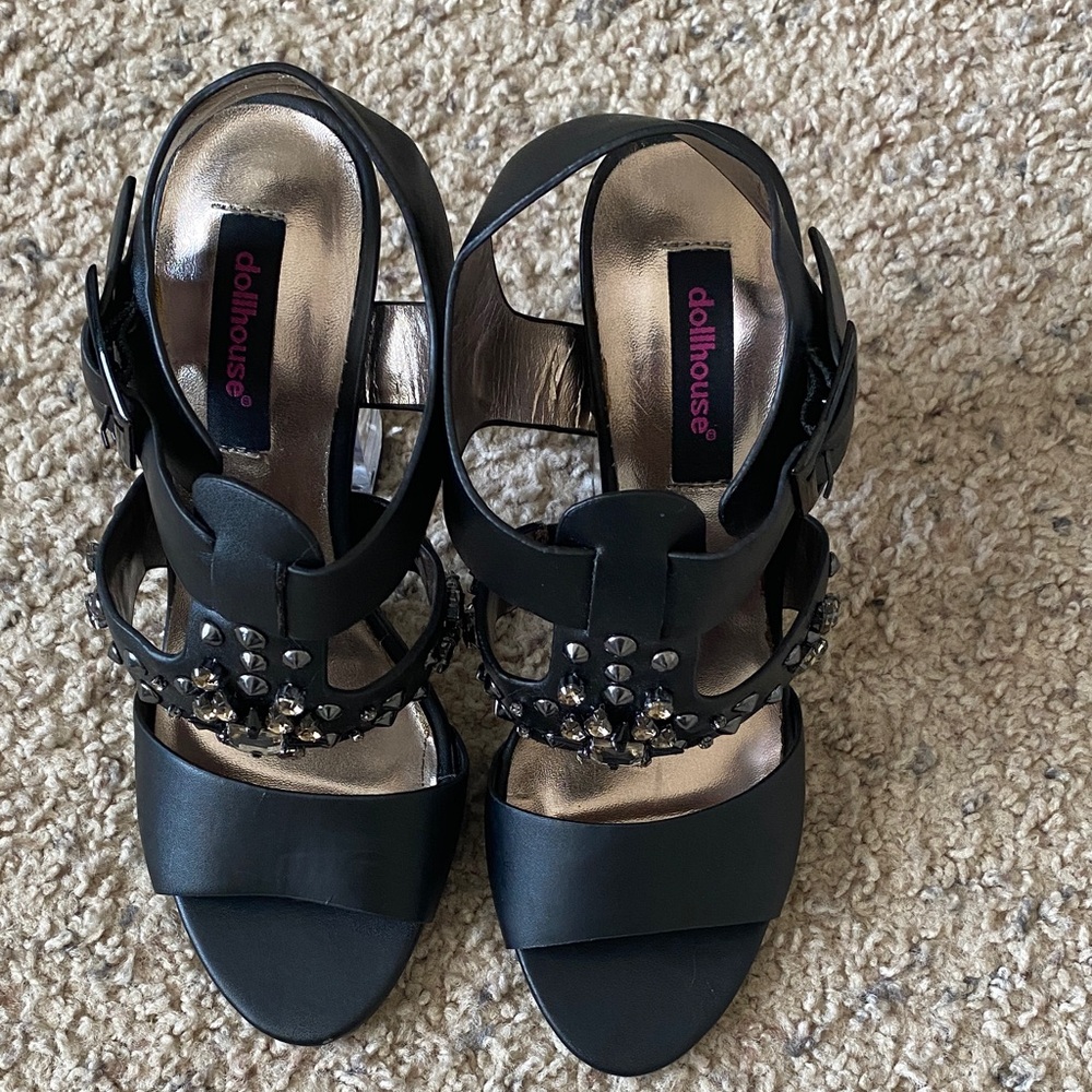 Dollhouse Black Studded Heels